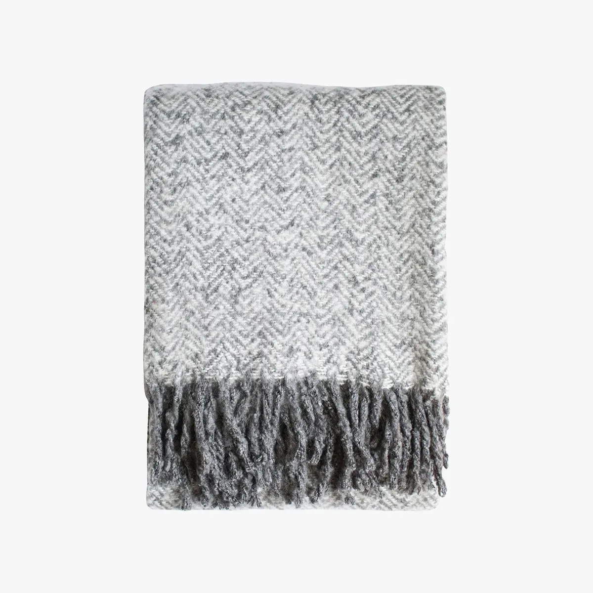 Herringbone Throw with Tassels - Grey product