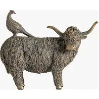 Highland Cow Figurine with Pheasant - Bronze alternate view