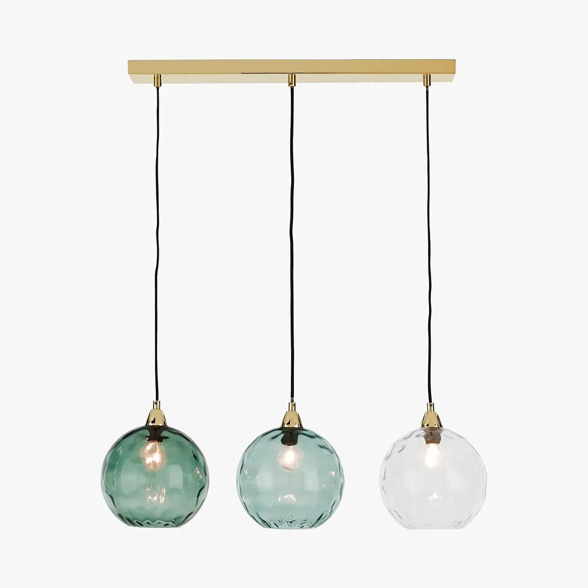 Ilaria 3-Light Linear Pendant Bar Ceiling Light - Blue, Glass by Perch & Parrow