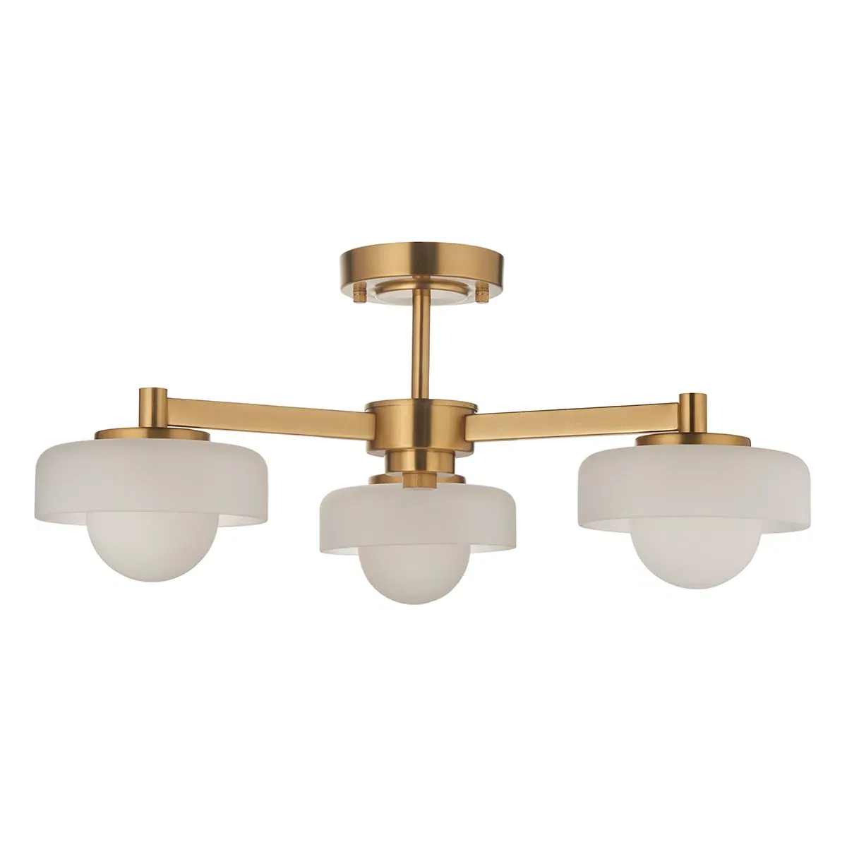 Ingrid 3-Light Semi Flush Ceiling Light - Brass, Glass product