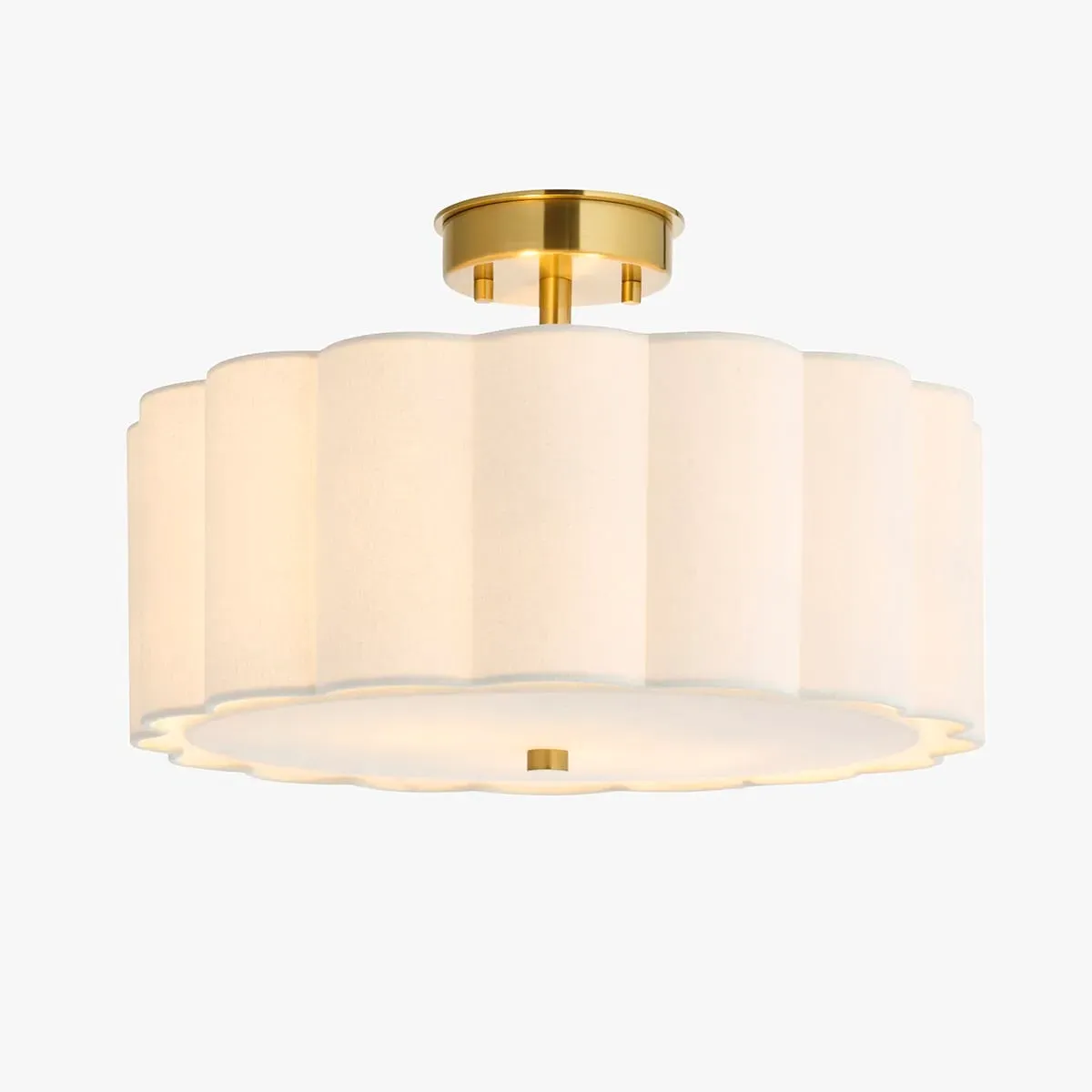 Kaos 2-Light Flush Ceiling Light - Brushed Aged Brass, Cotton by Perch & Parrow