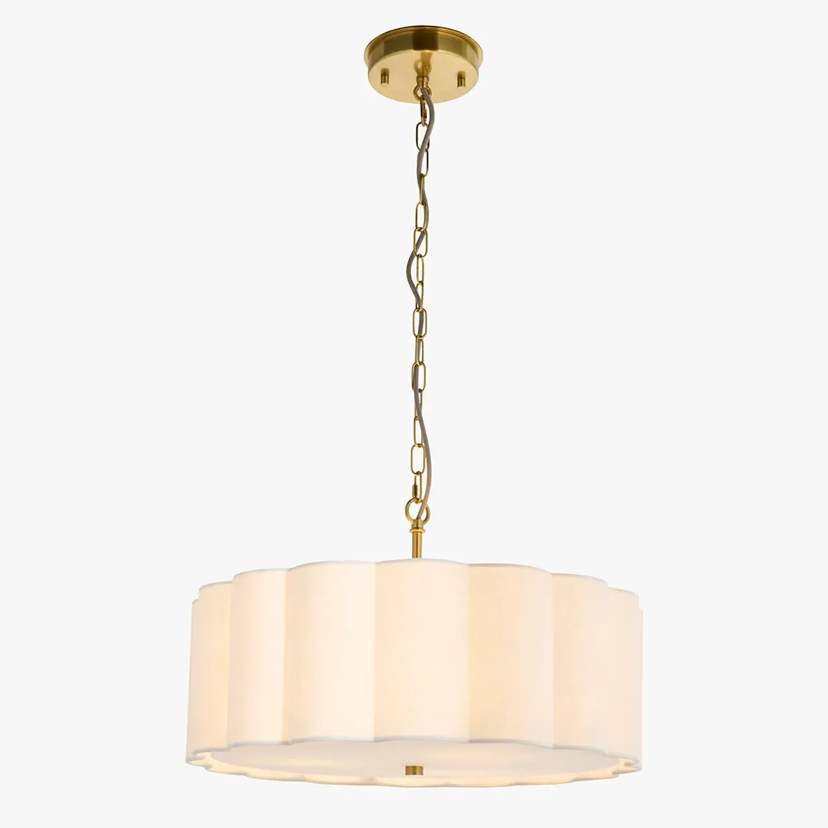Kaos 3-Light Pendant Light - Brushed Aged Brass, White Cotton by Perch & Parrow
