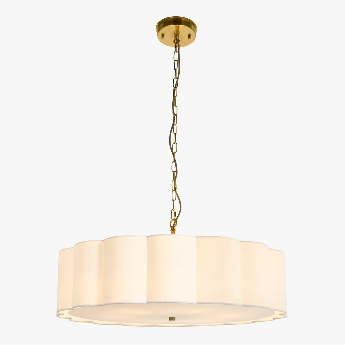 Kaos 6-Light Pendant Light - Brushed Aged Brass, White Cotton by Perch & Parrow