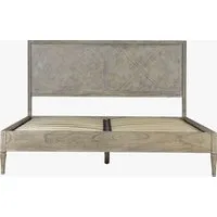 King Size Bed Frame with Marquetry - Beige, Wood alternate view