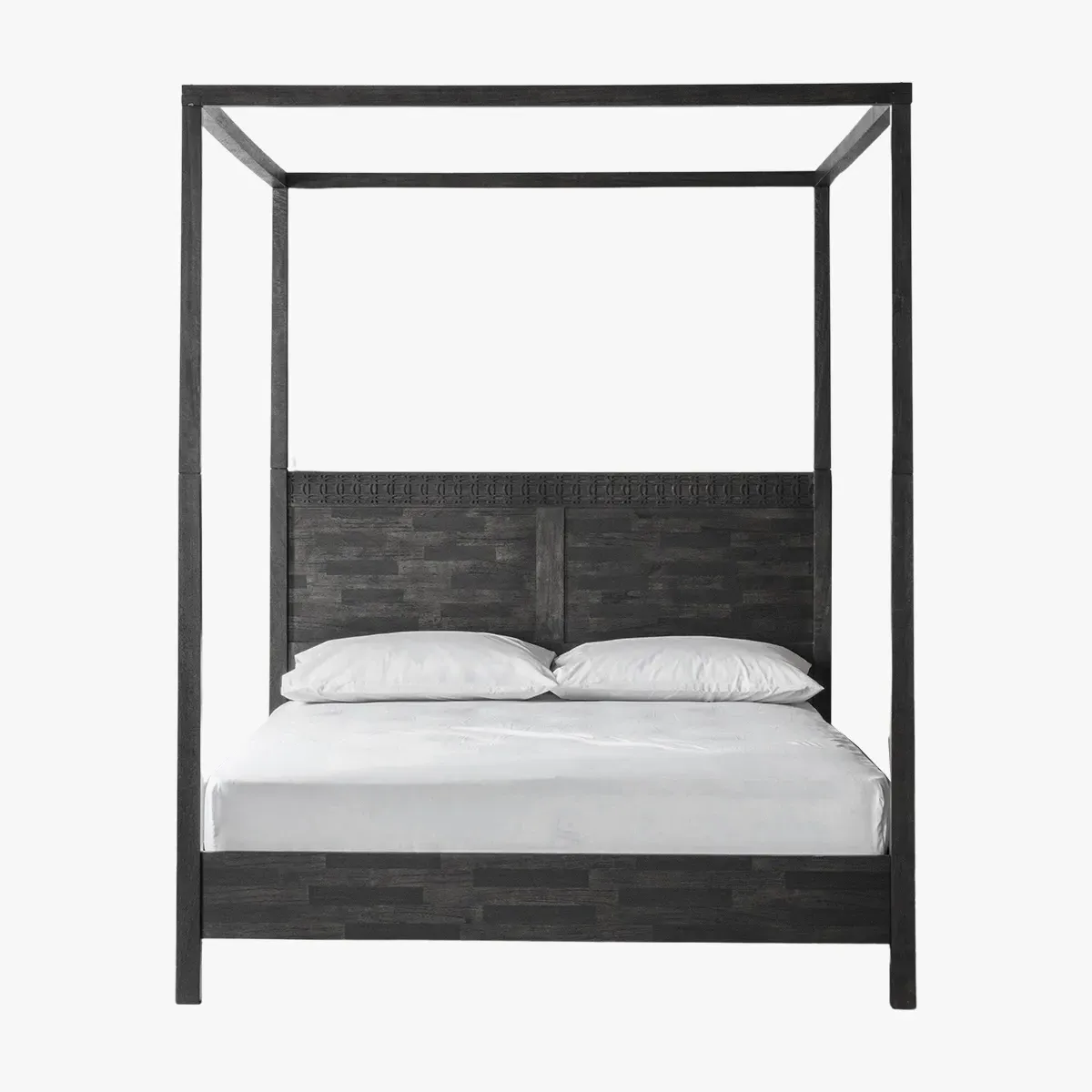 King Size Four Poster Bed - Black, Wood product
