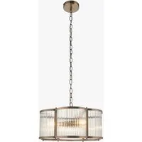 Kingston Scallop 3-Light Pendant Light - Antique Brass, Clear Ribbed Glass by Perch & Parrow, image 2