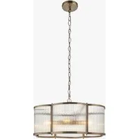Kingston Scallop 5-Light Pendant Light - Antique Brass, Clear Ribbed Glass by Perch & Parrow, image 2