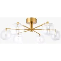 Kulkin 6-Light Semi Flush Ceiling Light - Brushed Aged Brass, Clear Glass by Perch & Parrow, alternate view