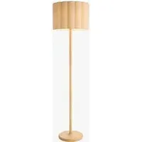 Kulkin Floor Lamp - Oak Stained Wood, Natural Fabric by Perch & Parrow, alternate view