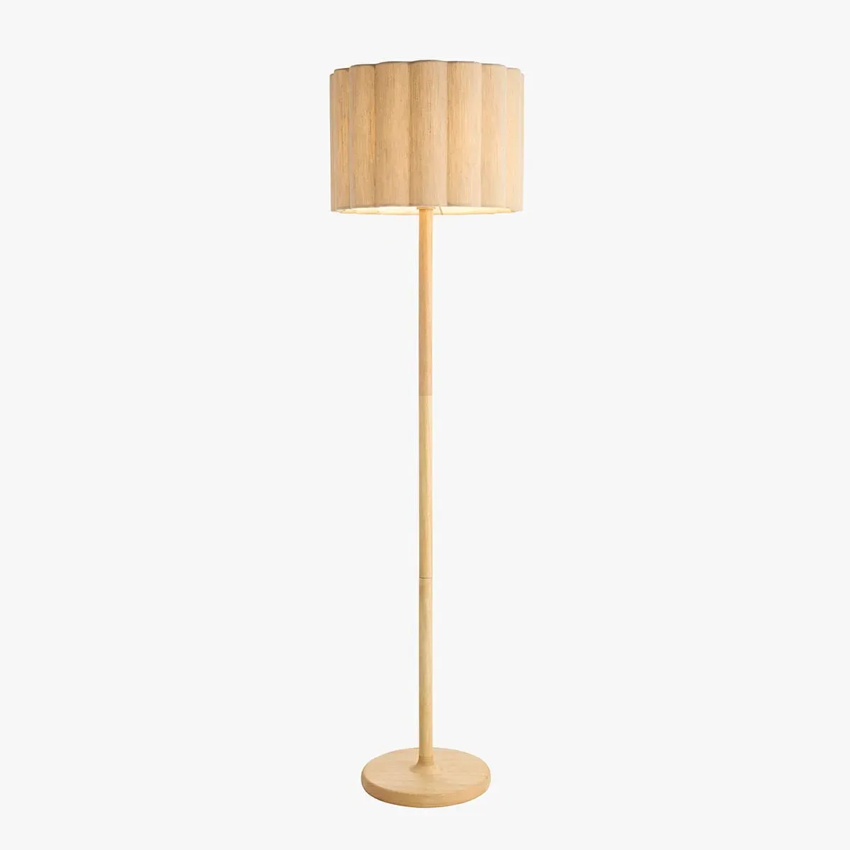 Kulkin Floor Lamp - Oak Stained Wood, Natural Fabric by Perch & Parrow