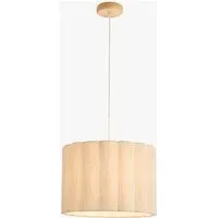 Kulkin Pendant Light - Oak Stained Wood, Natural Fabric by Perch & Parrow, alternate view