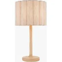 Kulkin Table Lamp - Oak Stained Wood, Natural Fabric by Perch & Parrow, alternate view