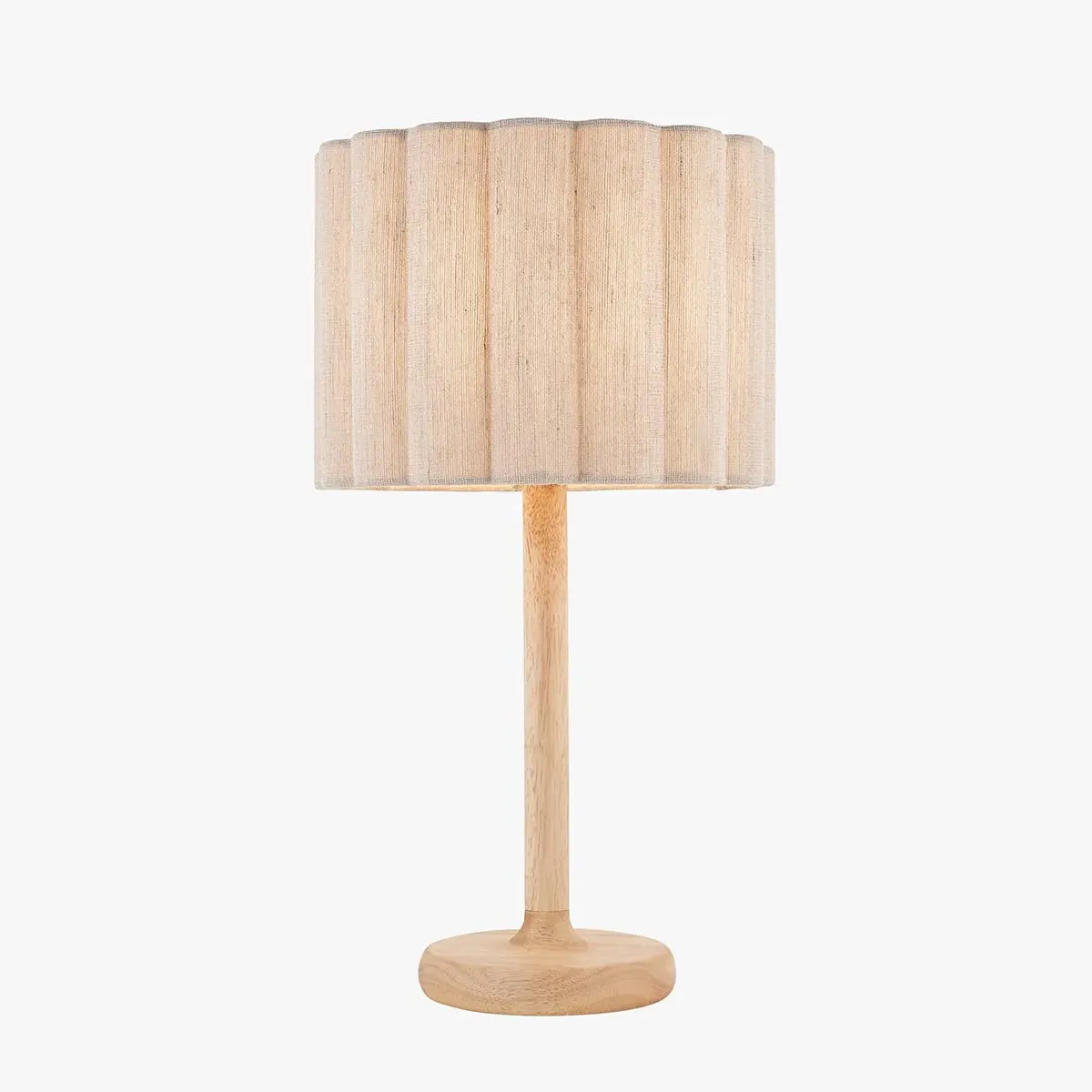 Kulkin Table Lamp - Oak Stained Wood, Natural Fabric by Perch & Parrow