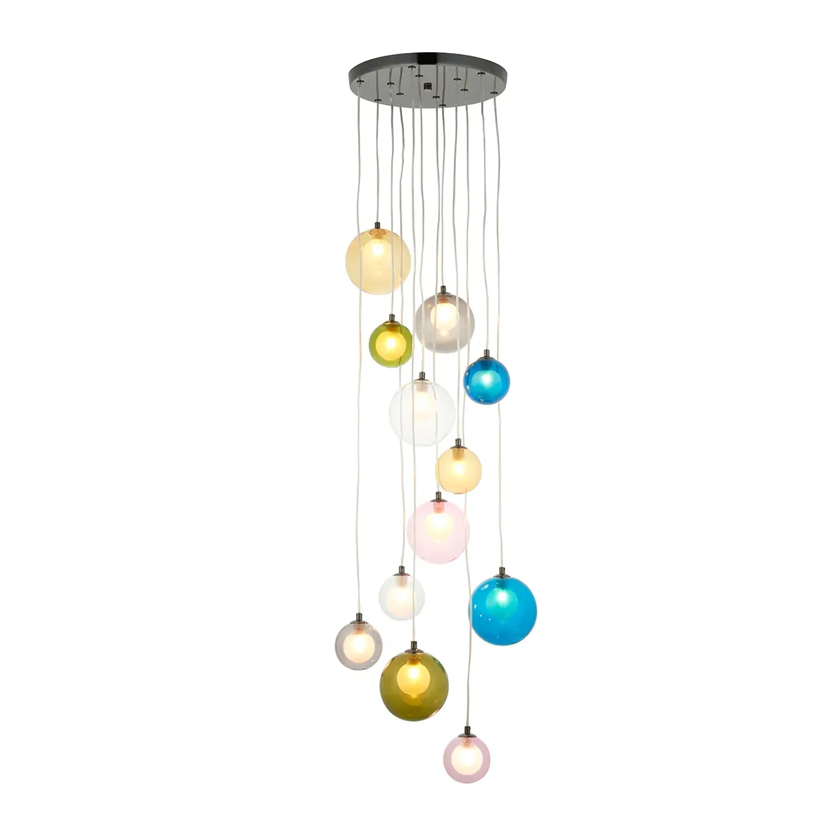 Kwan 12-Light Cluster Pendant - Black, Multi-Coloured Glass product