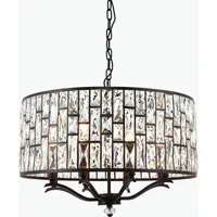 Large Crystal Pendant Light - Black, Steel alternate view