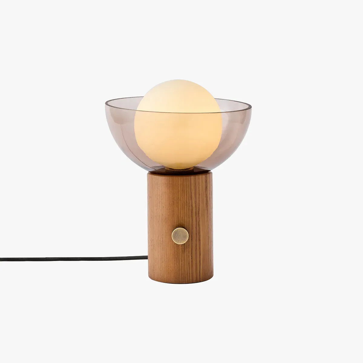 Layla Table Lamp - Dark Wood, Smoked Glass by Perch & Parrow