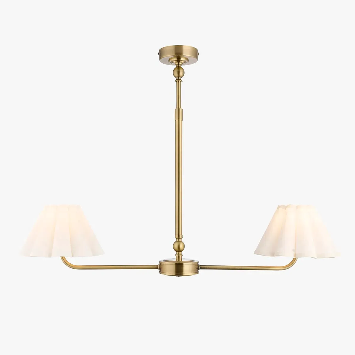 Loki 2-Light Pendant Light - Antique Brass, Cotton by Perch & Parrow