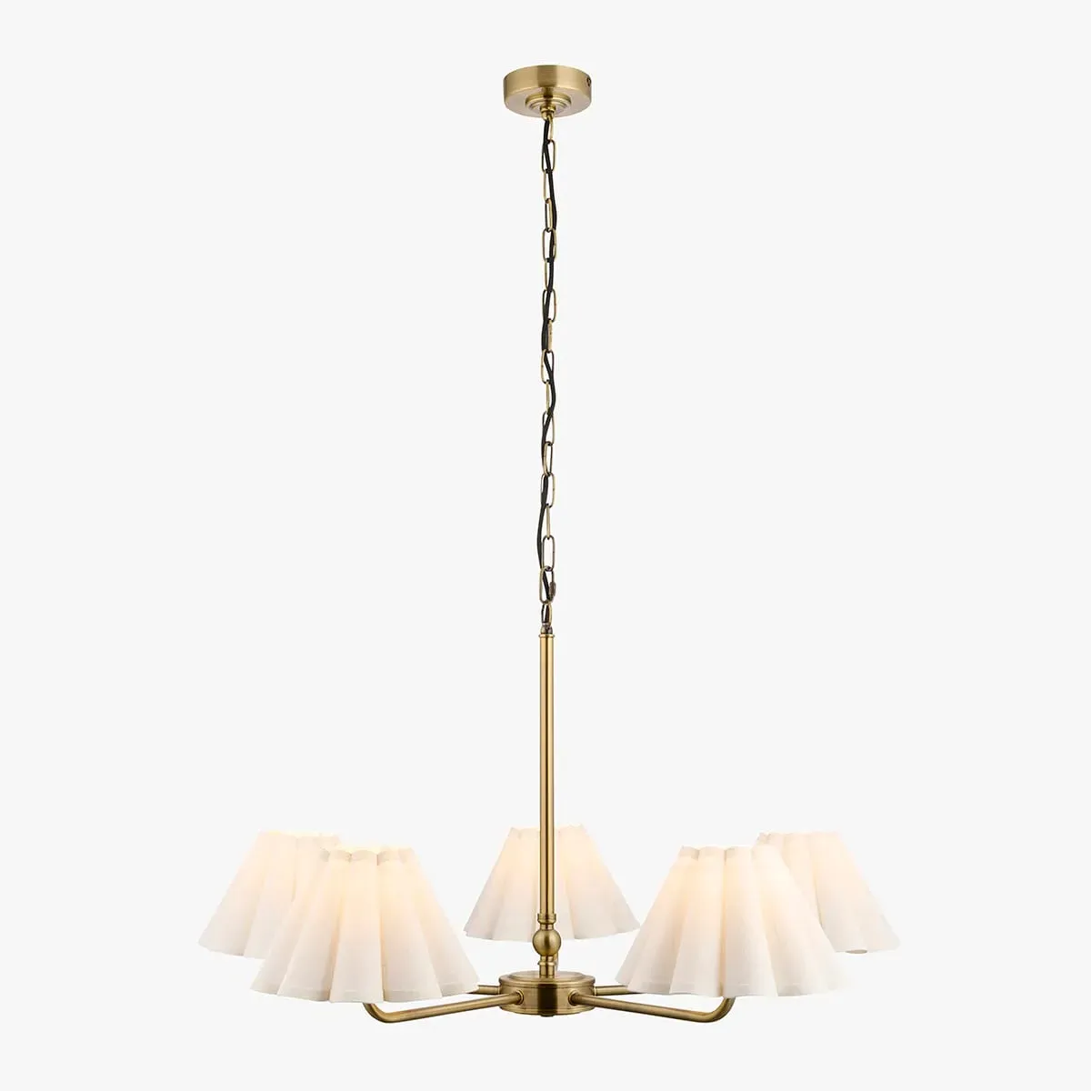 Loki 5-Light Pendant Light - Antique Brass, Cotton by Perch & Parrow