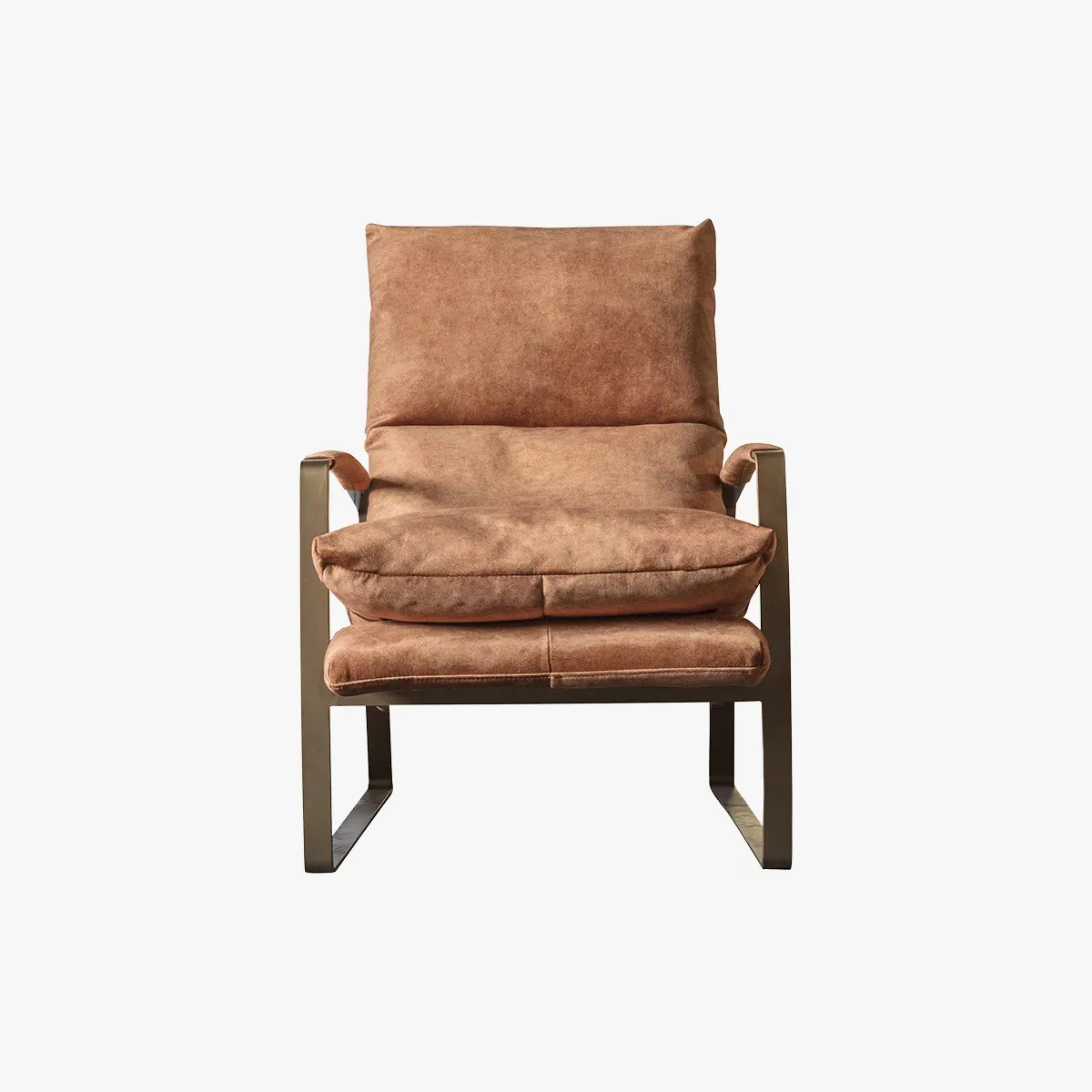 Lounge Chair with Footstool - Tan, Faux Suede product