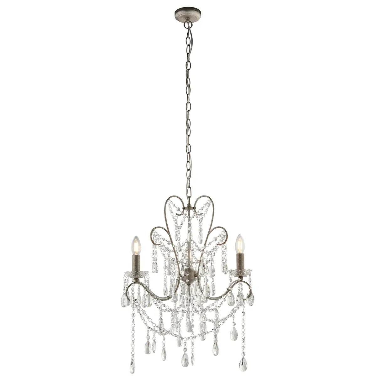 Luc 3-Light Vintage Chandelier - Silver, Clear Cut Glass product