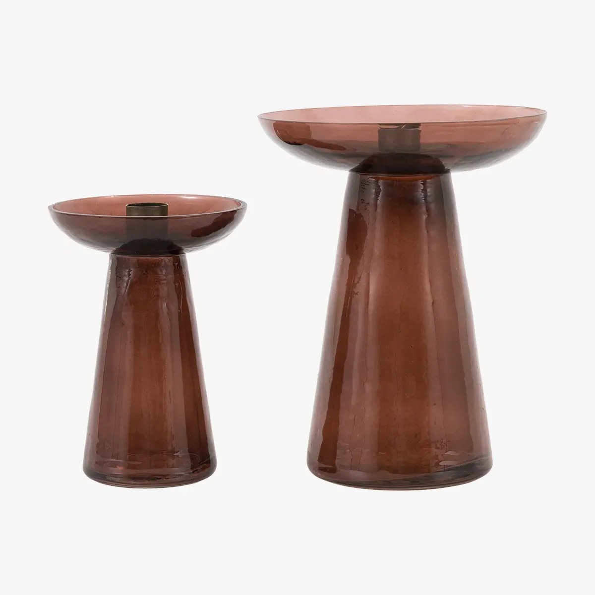 Lucetta Glass Candle Holder Set of 2 - Smoke product