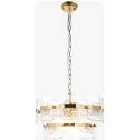 Lucius 3-Light Pendant Light - Brushed Aged Brass, Clear Textured Glass by Perch & Parrow, alternate view