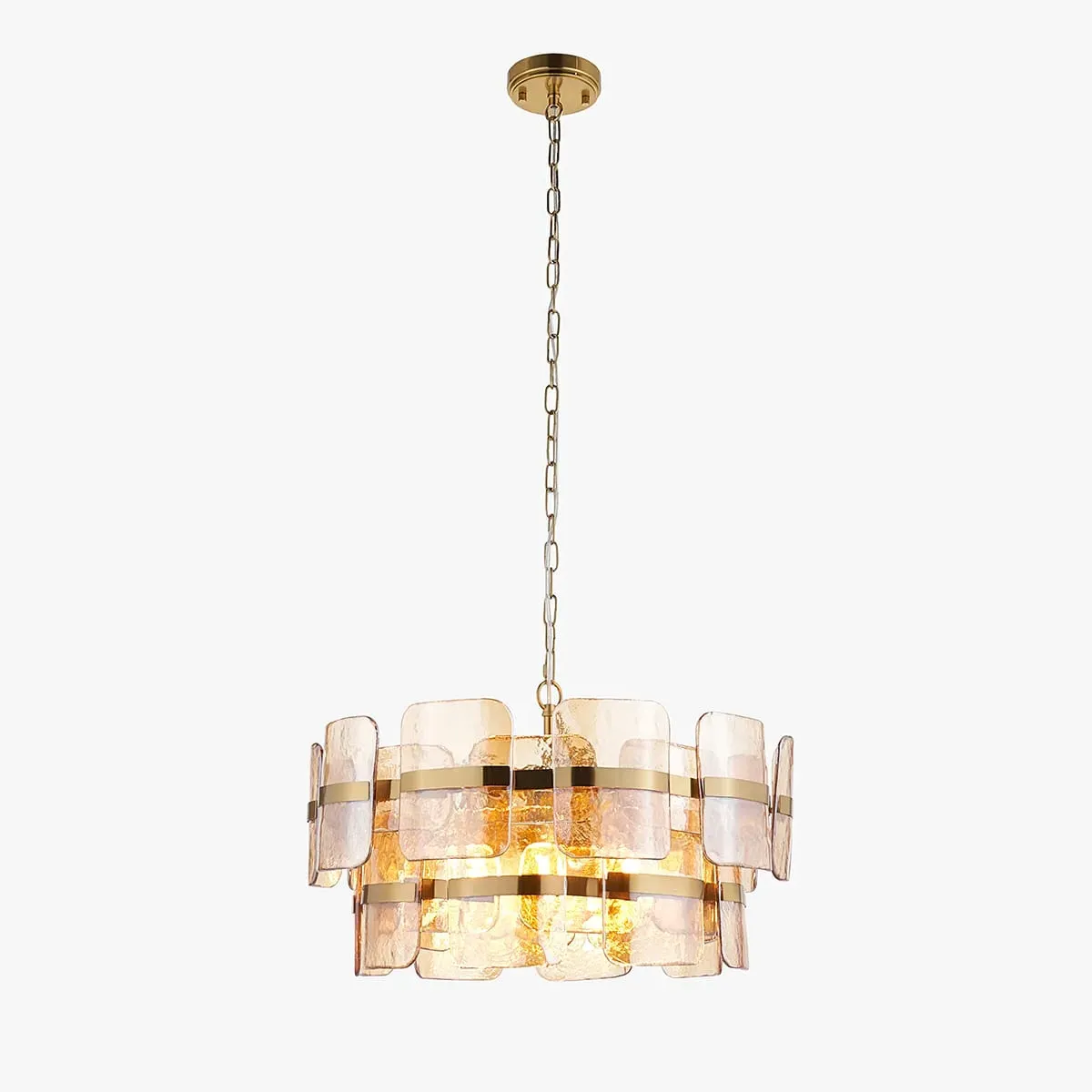 Lucius 6-Light Pendant Light - Brushed Aged Brass, Champagne Glass by Perch & Parrow