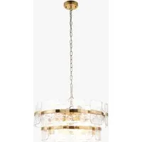 Lucius 6-Light Pendant Light - Brushed Aged Brass, Clear Textured Glass by Perch & Parrow, image 2