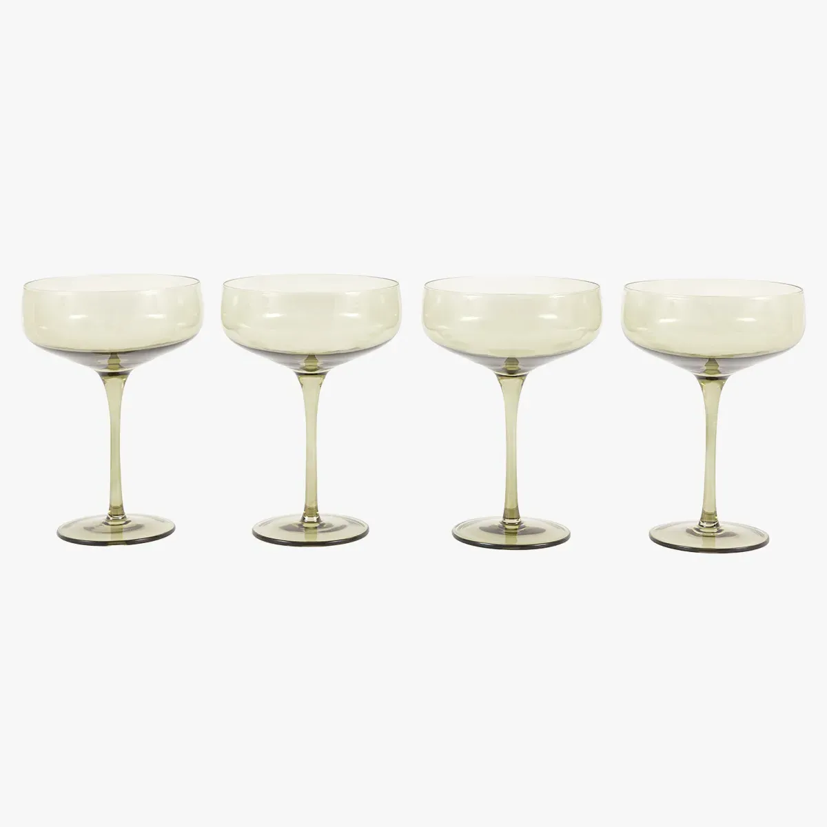 Lustre Coupe Glass Set of 4 - Smokey Green by Perch & Parrow