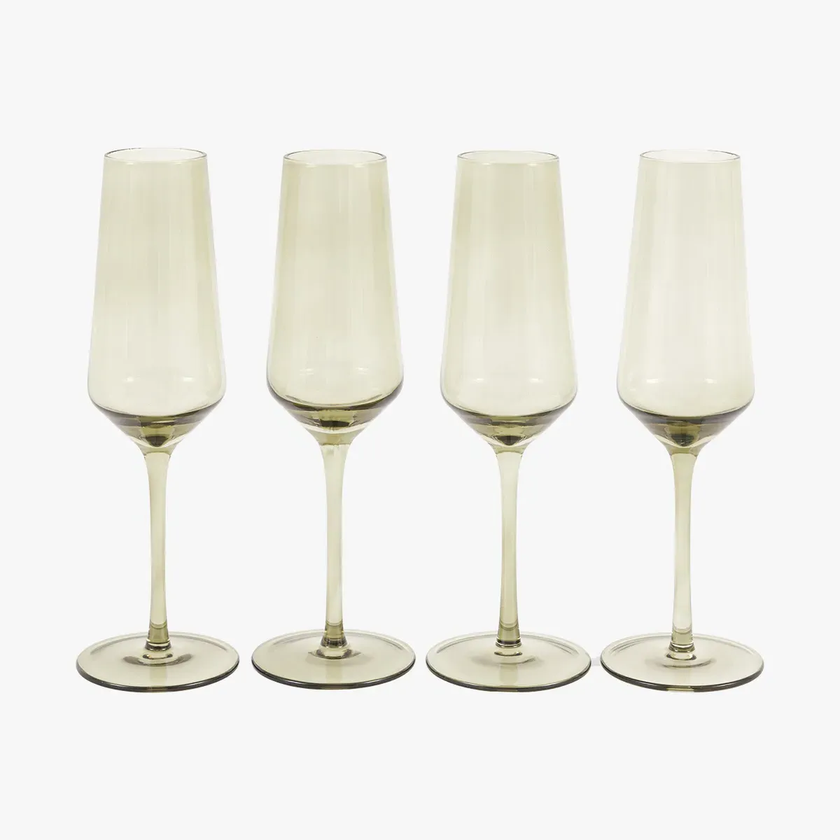 Lustre Flute Glass Set of 4 - Smokey Green by Perch & Parrow