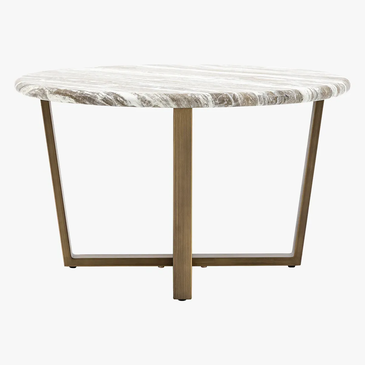 Luxor Round Coffee Table - Faux Marble, Brass product