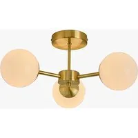 MADE Brass Globe 3 Light Flush Ceiling Light - Opal, Glass by Perch & Parrow, alternate view