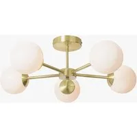 MADE Brass Globe 5 Light Flush Ceiling Light - Opal, Glass by Perch & Parrow, image 2