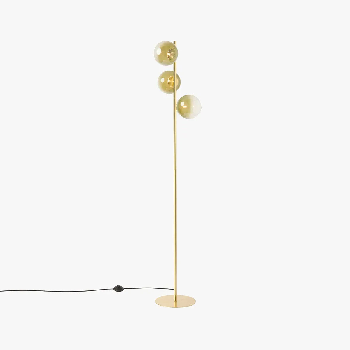 MADE Brass Globe Floor Lamp - Green, Glass by Perch & Parrow