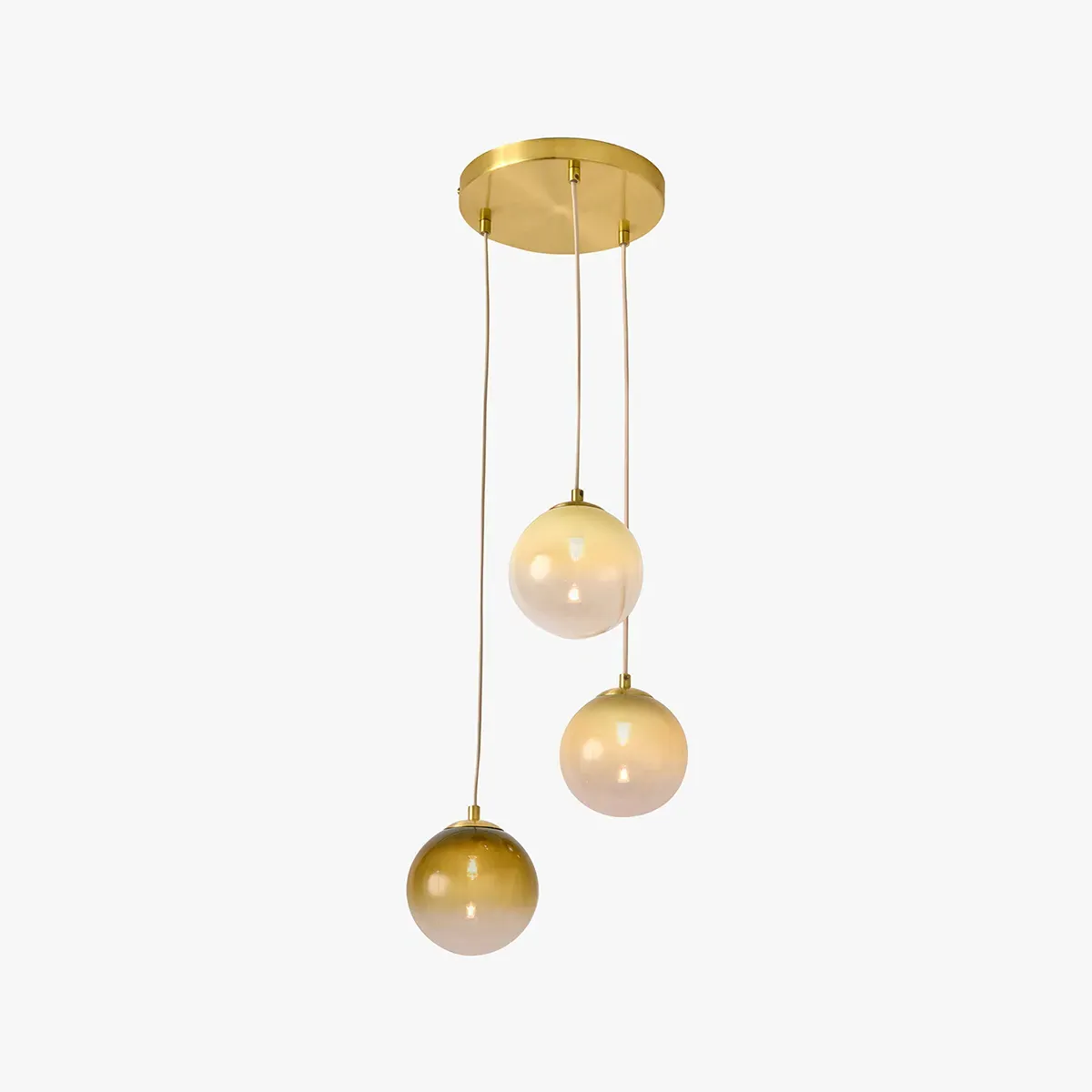 MADE Globe 3 Light Ceiling - Brass, Green Ombre Glass by Perch & Parrow