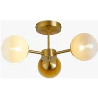 MADE Globe 3 Light Flush Ceiling - Green, Brass by Perch & Parrow, alternate view