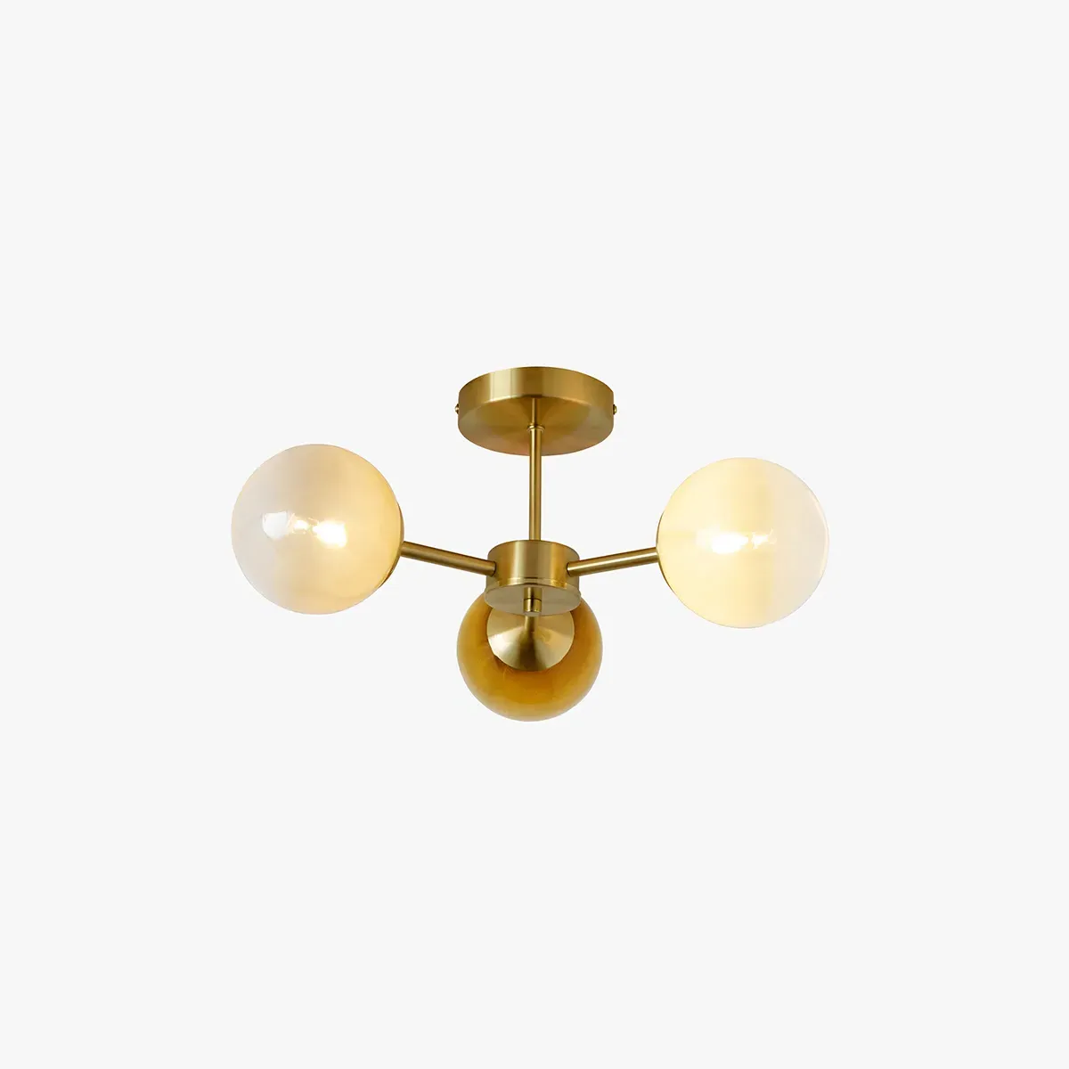 MADE Globe 3 Light Flush Ceiling - Green, Brass by Perch & Parrow