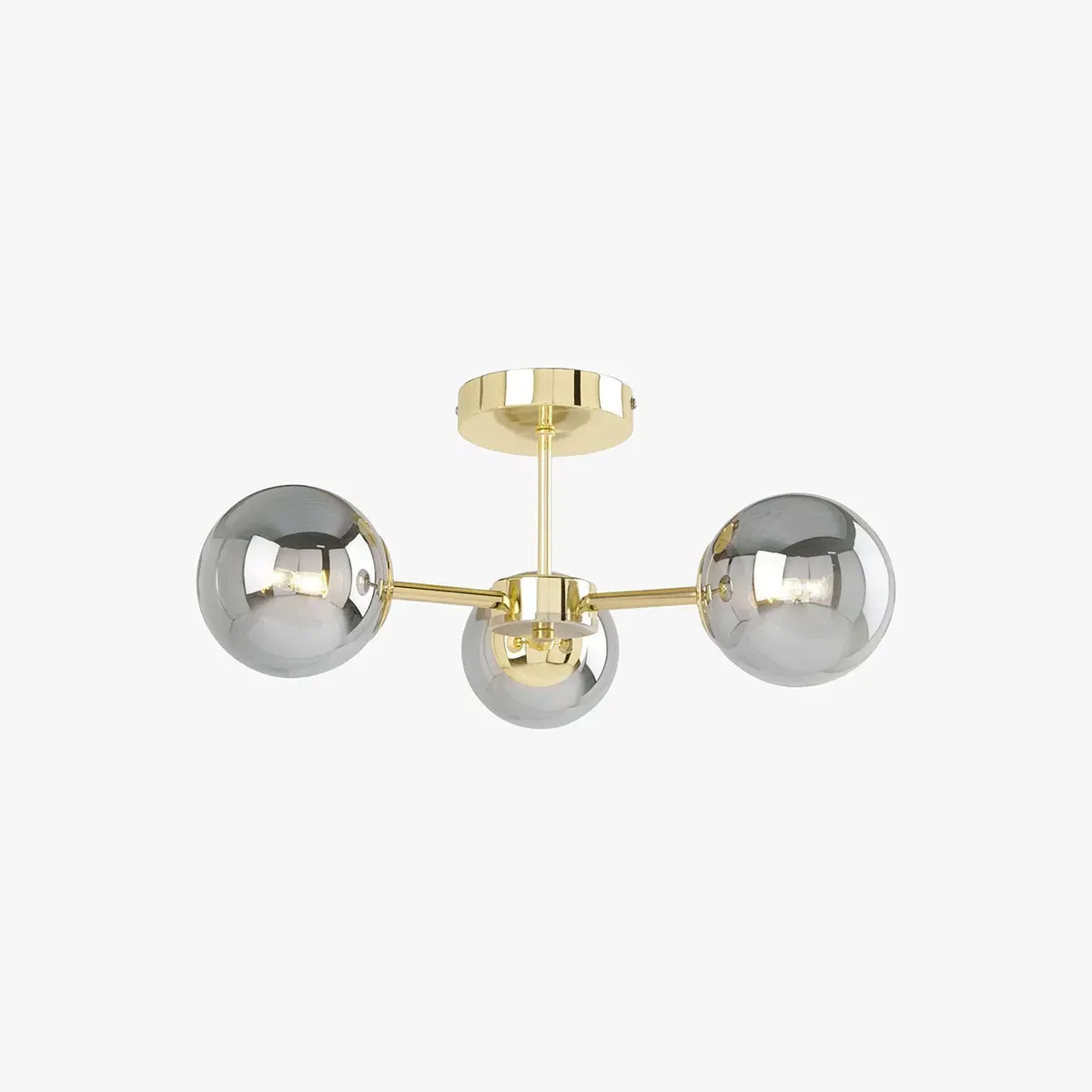 MADE Globe 3 Light Flush Ceiling - Grey Lustre, Glass by Perch & Parrow