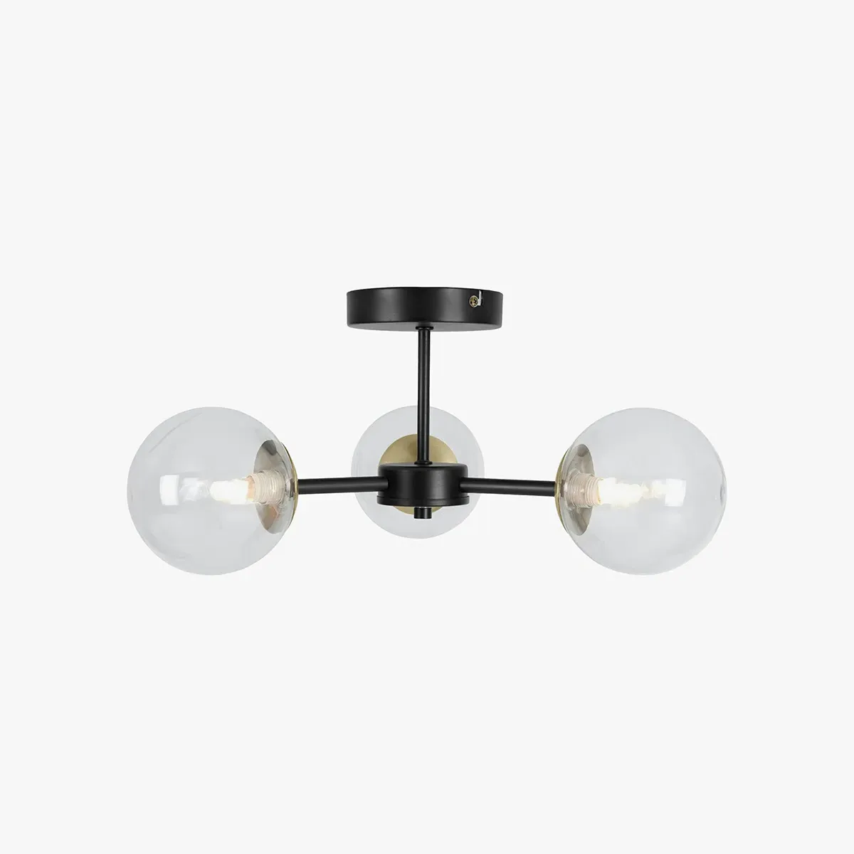 MADE Globe 3 Light Flush Ceiling - Grey Tinted, Glass by Perch & Parrow