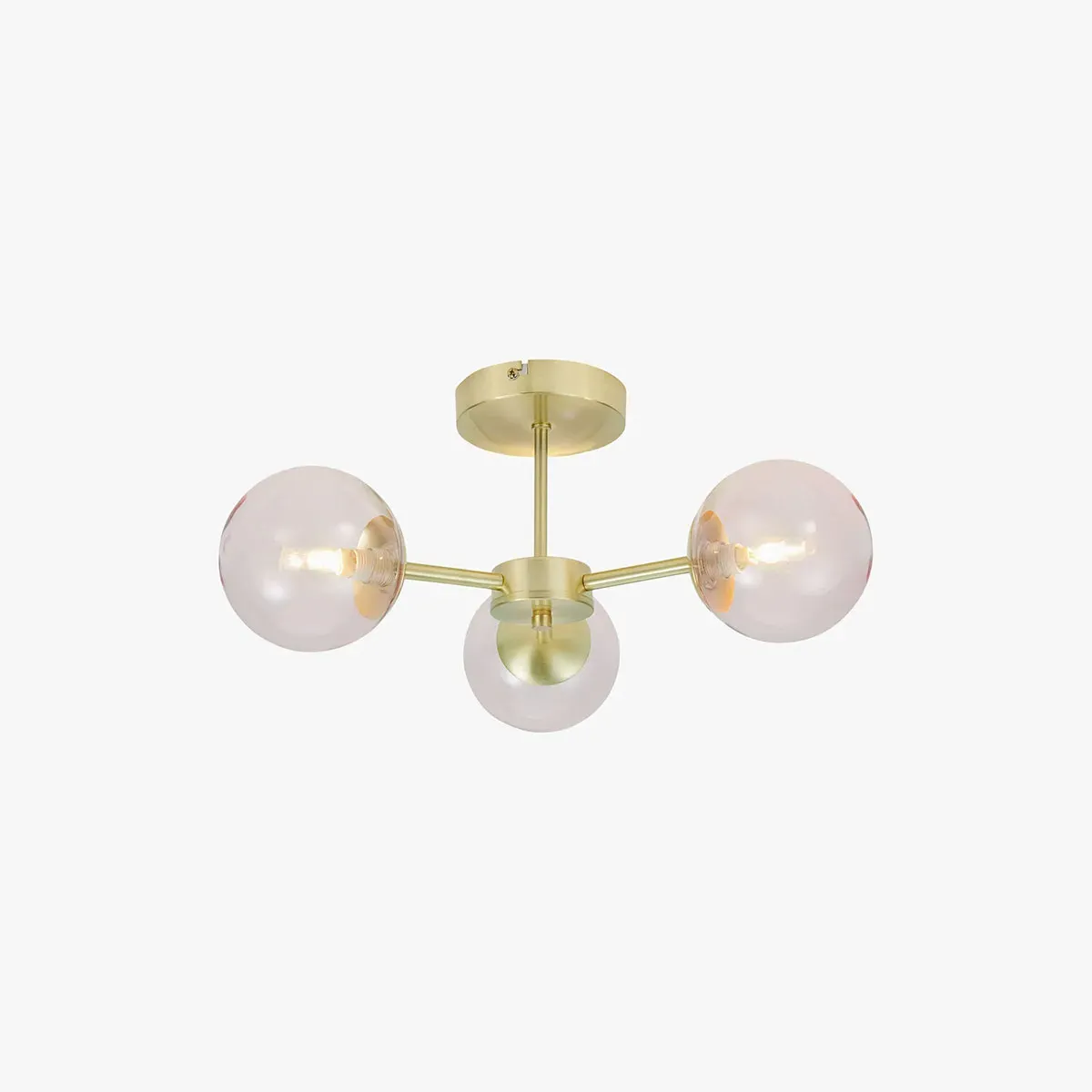 MADE Globe 3 Light Flush Ceiling - Pink, Glass by Perch & Parrow