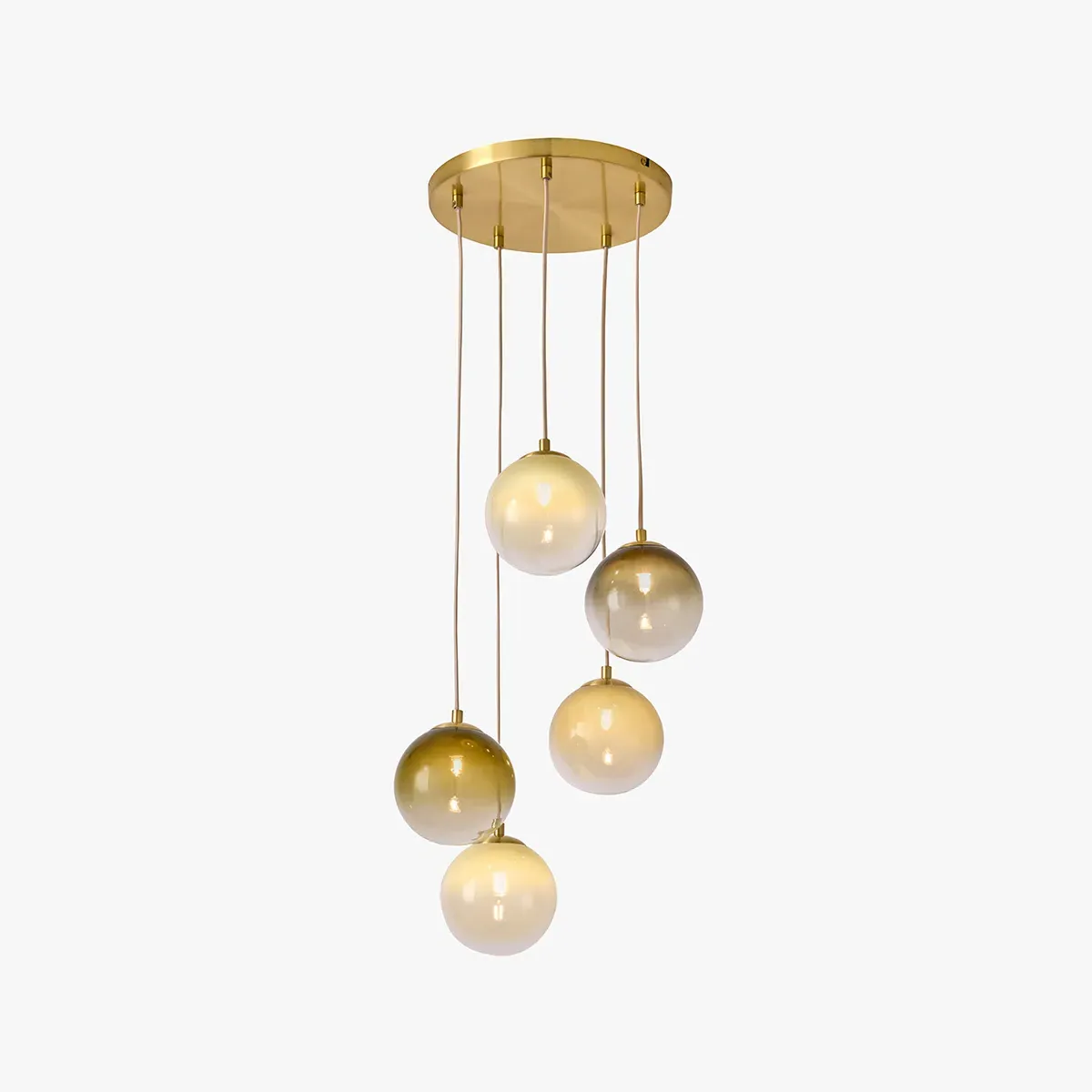 MADE Globe 5 Light Ceiling - Brass, Green Ombre Glass by Perch & Parrow