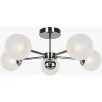 MADE Globe 5 Light Flush Ceiling - Frosted Glass, Chrome by Perch & Parrow, alternate view