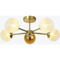 MADE Globe 5 Light Flush Ceiling - Green, Brass by Perch & Parrow, image 2