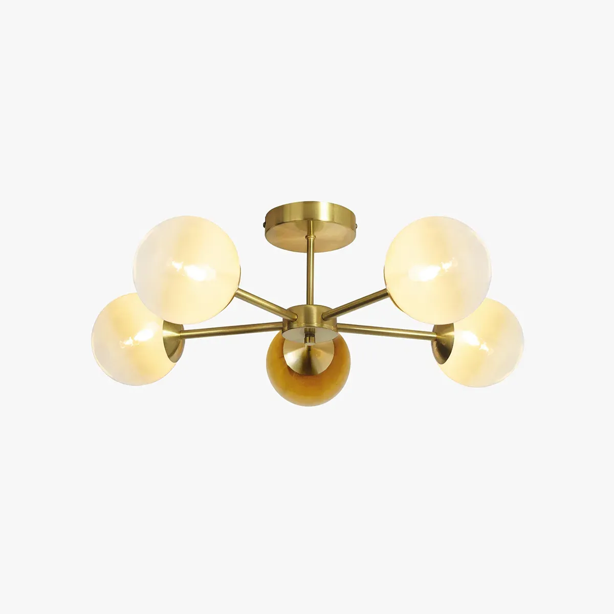 MADE Globe 5 Light Flush Ceiling - Green, Brass by Perch & Parrow
