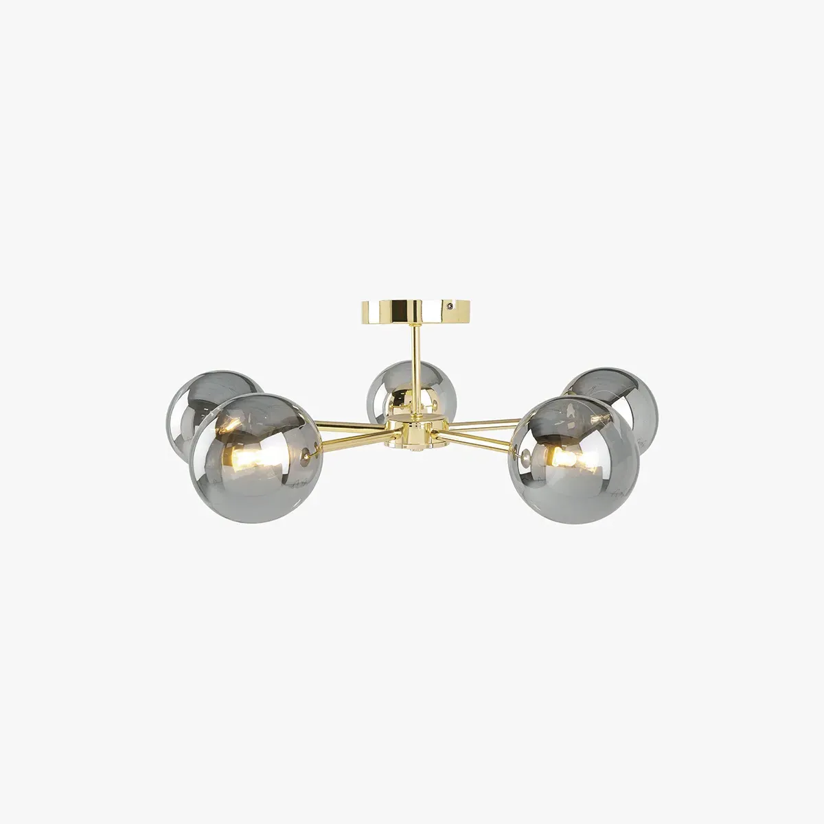 MADE Globe 5 Light Flush Ceiling - Grey Lustre, Glass by Perch & Parrow