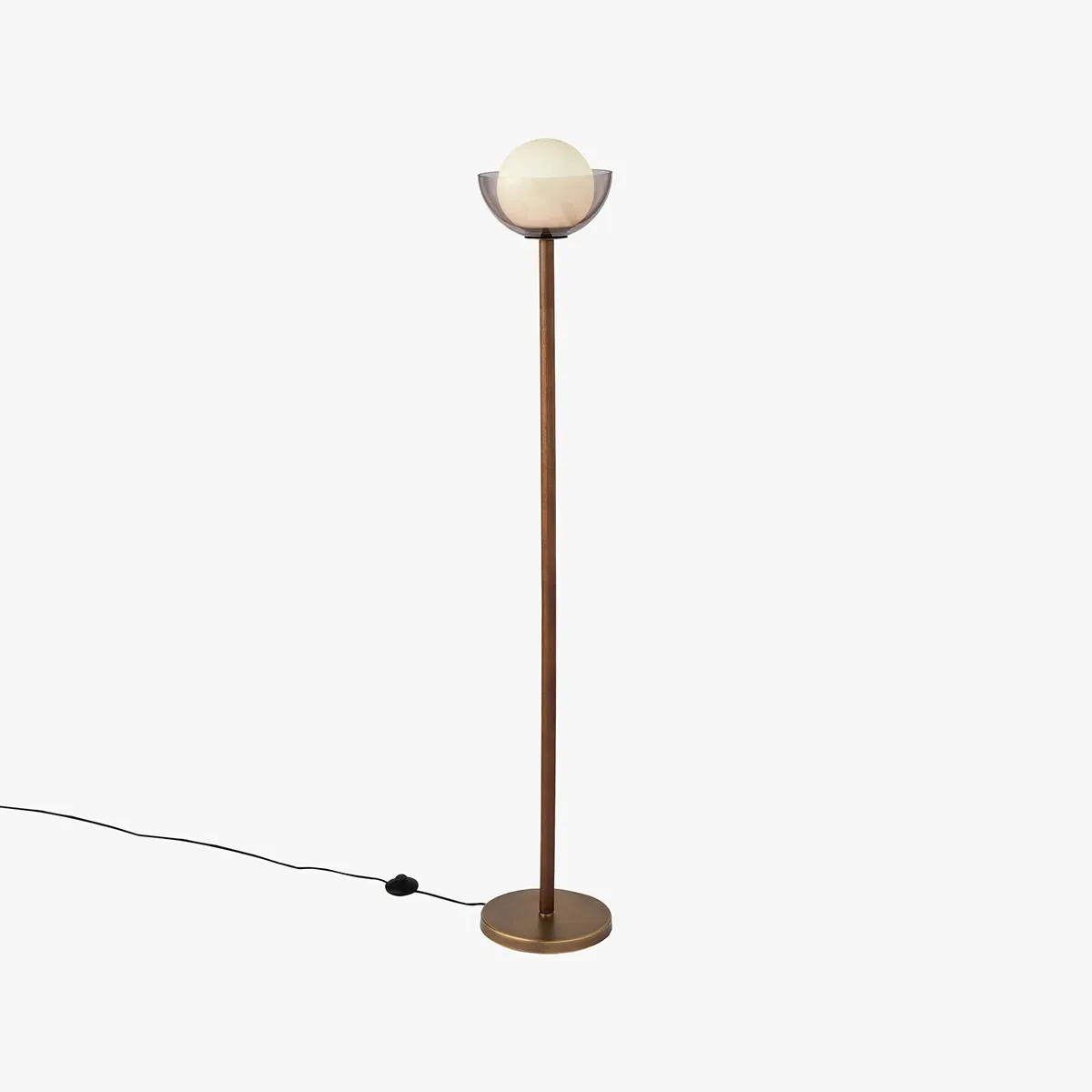 MADE Layla Floor Lamp - Dark Wood, Smoked Glass by Perch & Parrow
