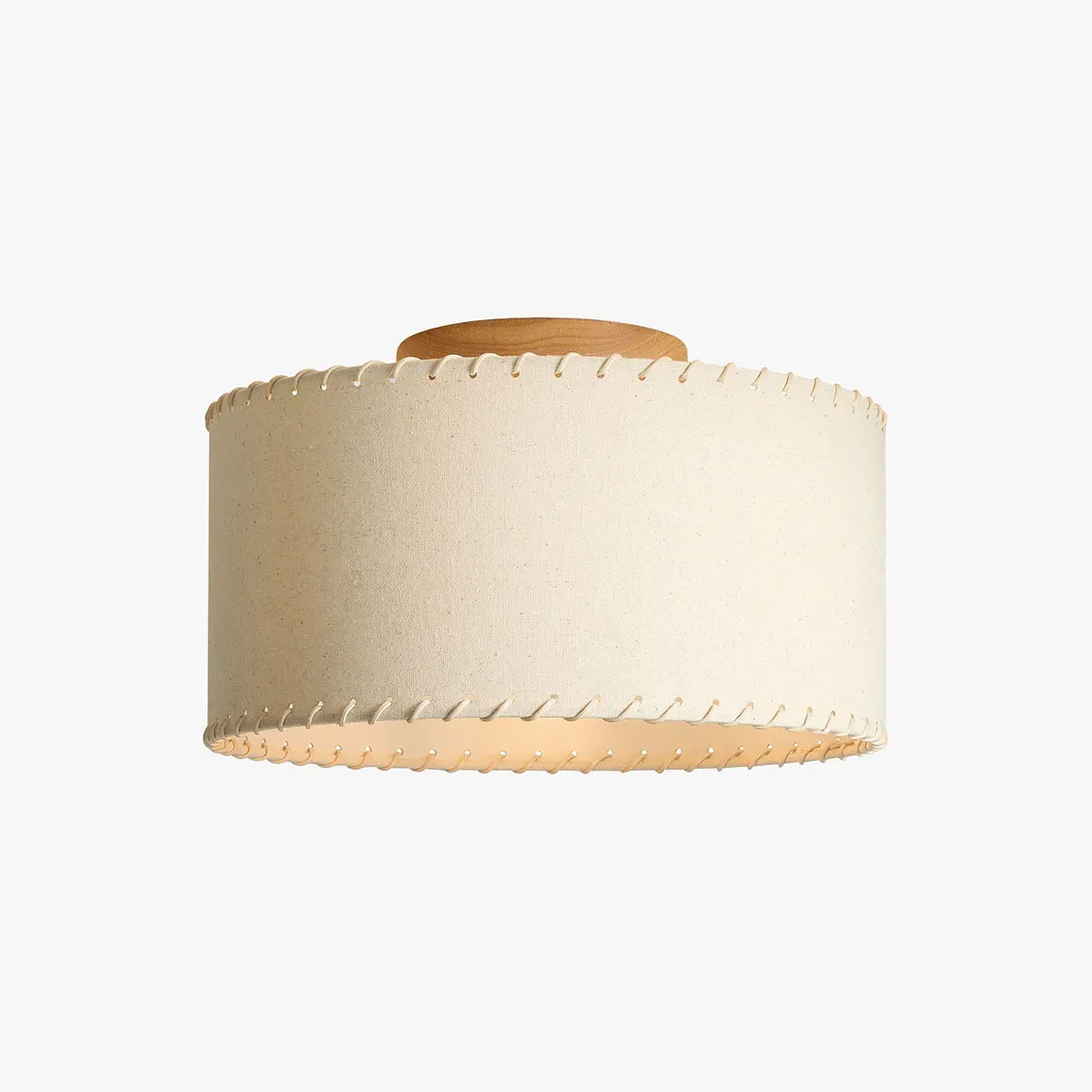 MADE Neutra Flush Light - Natural Wood, Faux Linen by Perch & Parrow