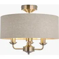 Manon 3-Light Flush Ceiling Light - Chrome, Fabric by Perch & Parrow, alternate view