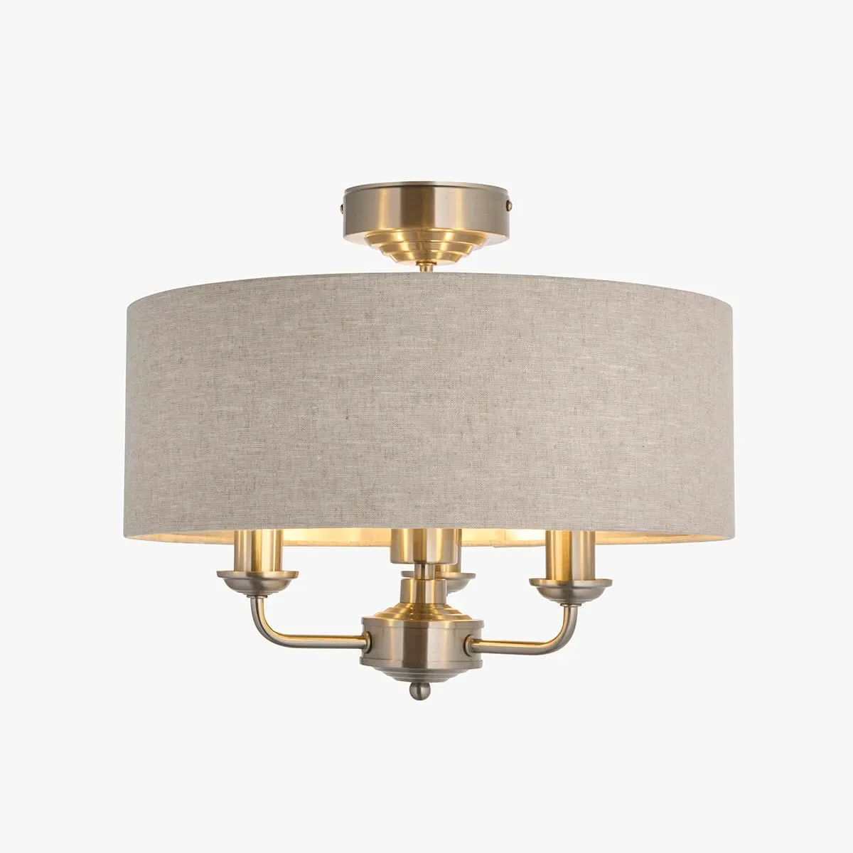 Manon 3-Light Flush Ceiling Light - Chrome, Fabric by Perch & Parrow