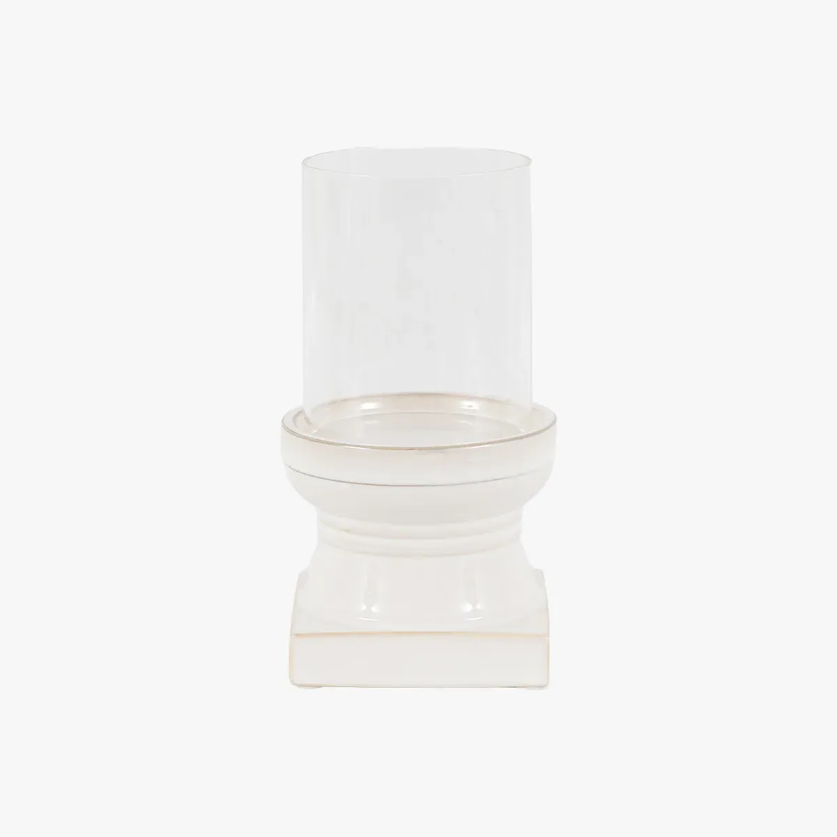 Mara Small Ceramic Candle Holder - White by Perch & Parrow